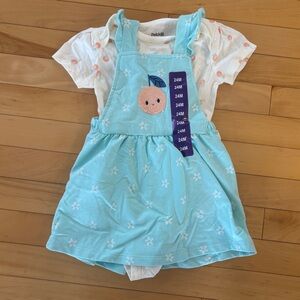 PEKKLE overall dress set peaches girl's size 24m bodysuit & dress